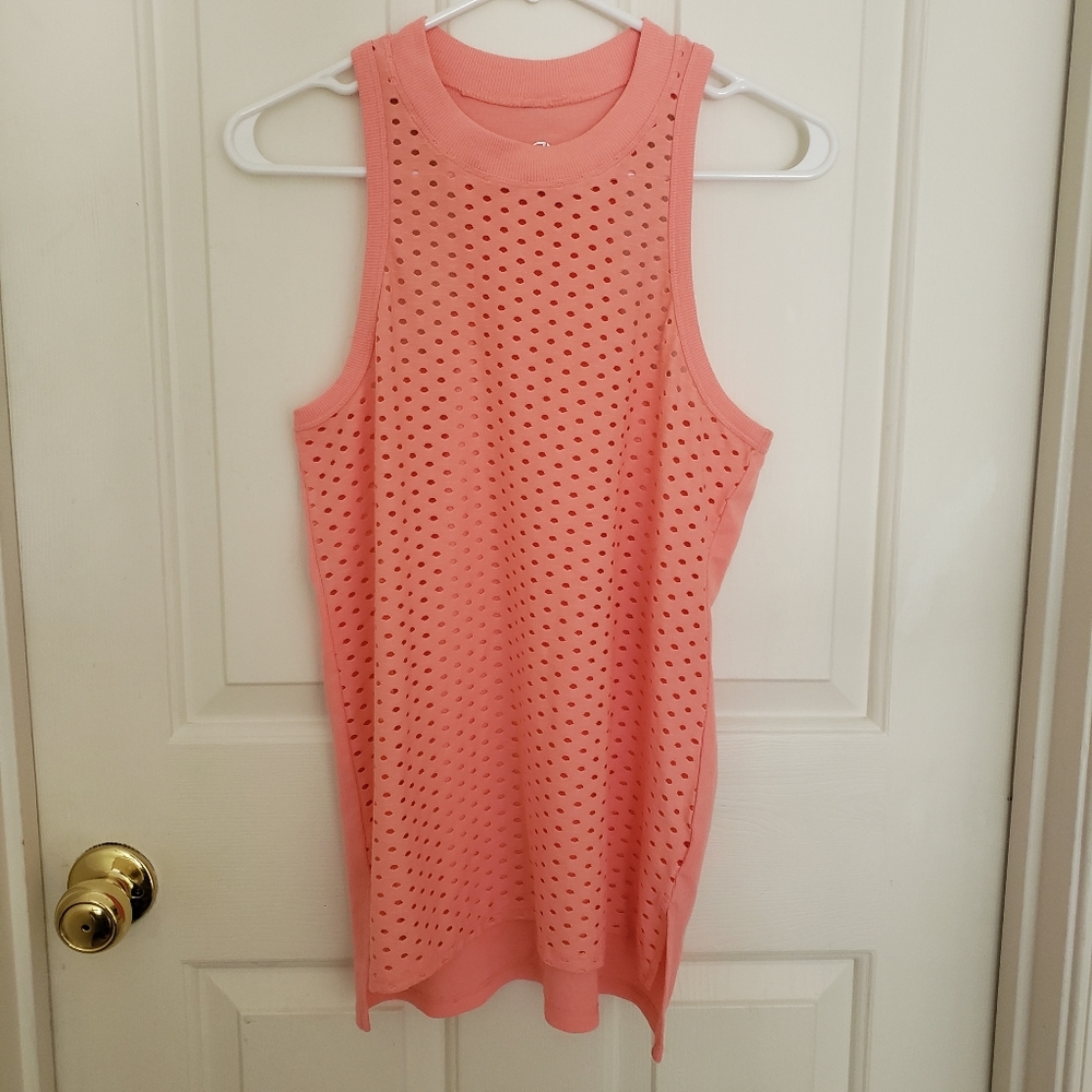 MPG Relaxed Mesh Front Tank Top Coral‎ Racerback Tank Top Coral Size Small - Picture 4 of 8